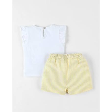 Ensemble t-shirt girafe + short jaune/écru BLANC 2 - vertbaudet enfant 