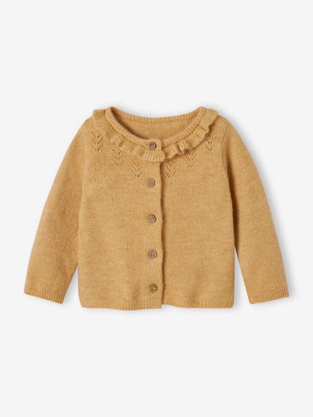 Cardigan bébé ajouré ocre+vieux rose 2 - vertbaudet enfant 