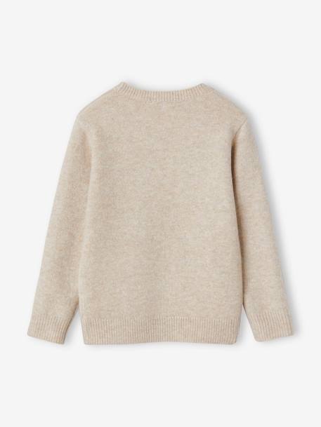 Pull en maille mousseuse garçon blanc chiné+bleu pétrole+gris chiné 2 - vertbaudet enfant 