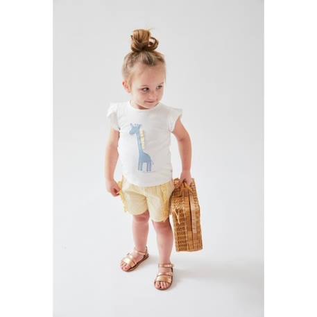 Ensemble t-shirt girafe + short jaune/écru BLANC 4 - vertbaudet enfant 