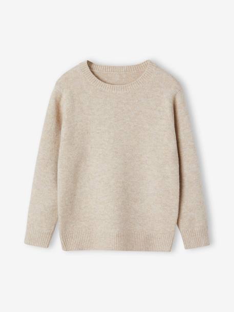 Pull en maille mousseuse garçon blanc chiné+bleu pétrole+gris chiné 1 - vertbaudet enfant 