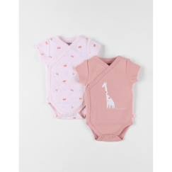 Bébé-Body-Ensemble de 2 bodies girafe et papillons en coton blush/rose pâle