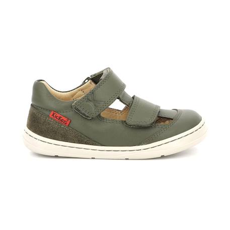 Baskets basses Kickbloom - KICKERS - Marine - Cuir - Scratch BLEU+VERT 5 - vertbaudet enfant 