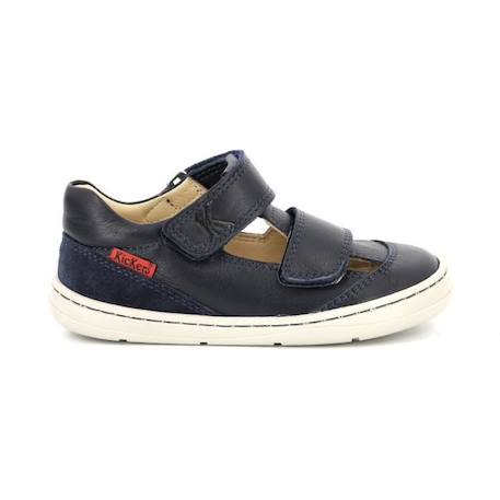 Baskets basses Kickbloom - KICKERS - Marine - Cuir - Scratch BLEU+VERT 1 - vertbaudet enfant 