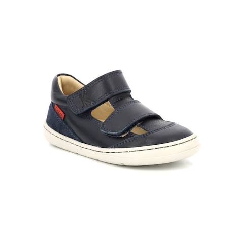 Baskets basses Kickbloom - KICKERS - Marine - Cuir - Scratch BLEU+VERT 2 - vertbaudet enfant 