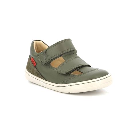 Baskets basses Kickbloom - KICKERS - Marine - Cuir - Scratch BLEU+VERT 6 - vertbaudet enfant 