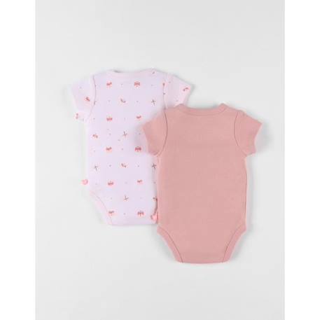 Ensemble de 2 bodies girafe et papillons en coton blush/rose pâle ROSE 2 - vertbaudet enfant 