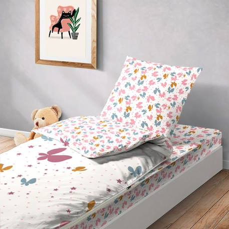 BLEU CALIN Rechange Caradou® Papillons Parure de Lit Enfant : Couchage Tout-en-un Sans Couette - 90x190cm ROSE 2 - vertbaudet enfant 