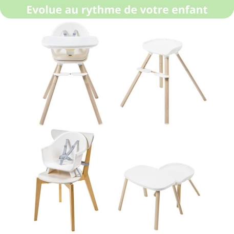 MAXI-COSI Moa Chaise haute bébé évolutive 8 en 1, Chaise haute/Réhausseur/Tabouret/Bureau, De 6 mois à 5 ans, Beyond White2 Eco BLANC 2 - vertbaudet enfant 