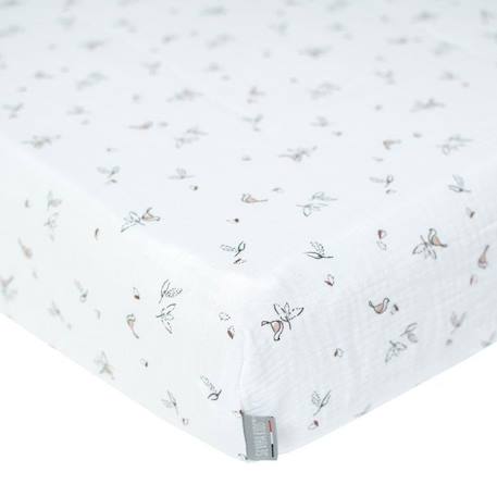 Sevira Kids - Drap-housse en gaze de coton Melody - Multicolore - 90x190 BLANC 1 - vertbaudet enfant 