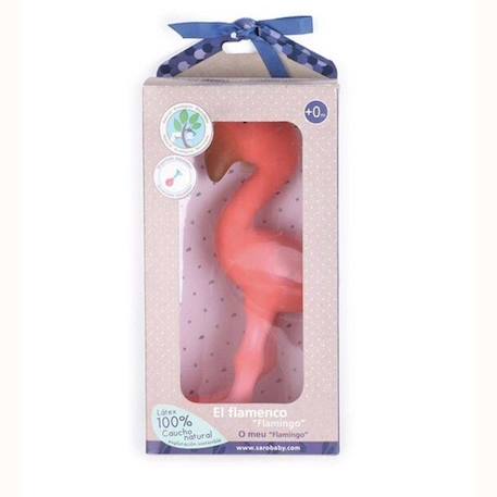 Grand hochet en caoutchouc naturel Flamant Rose et sa jolie boîte ROSE 1 - vertbaudet enfant 