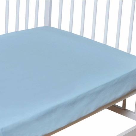 Drap-housse en coton - Coton uni Bleu Ciel - 60x120 cm BLEU 1 - vertbaudet enfant 