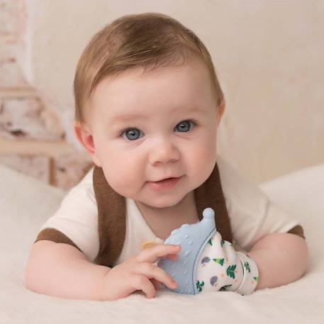 Moufle de dentition en silicone alimentaire - Hérisson - Bleu BLEU 3 - vertbaudet enfant 