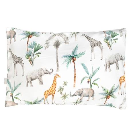 Sevira Kids - Taie d'oreiller en coton réversible Safari - Vert de gris - 35 x 40 cm MULTICOLORE 1 - vertbaudet enfant 