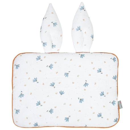 Oreiller extra plat lapin Bleuet - SEVIRA KIDS - Pour bébé - 25 cm x 35 cm - Blanc et bleu BLANC 1 - vertbaudet enfant 