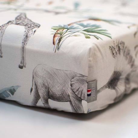 Sevira Kids - Drap housse berceau en coton Safari - Multicolore - 40 x 80 cm BLANC 4 - vertbaudet enfant 