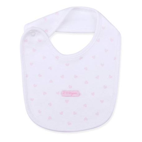 Lot de 2 bavoirs naissance en coton biologique - Dreams - Rose - coeurs ROSE 3 - vertbaudet enfant 