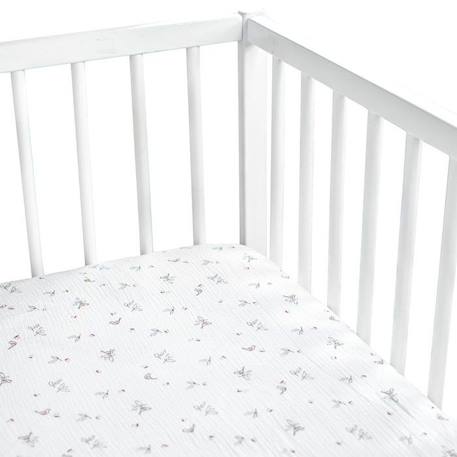 Sevira Kids - Drap-housse en gaze de coton Melody - Multicolore - 90x190 BLANC 4 - vertbaudet enfant 