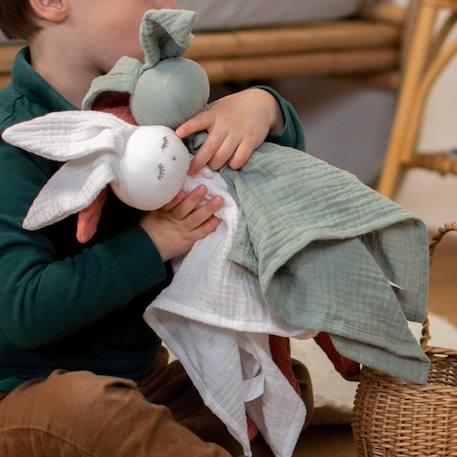 Doudou plat Lapin personnalisable Safari - SEVIRA KIDS - Vert - 50 x 50 cm VERT 2 - vertbaudet enfant 