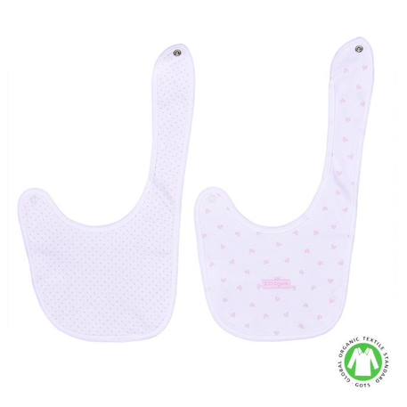 Lot de 2 bavoirs naissance en coton biologique - Dreams - Rose - coeurs ROSE 2 - vertbaudet enfant 