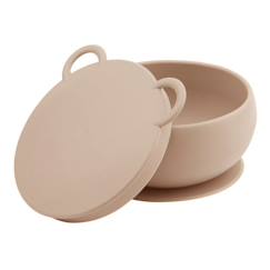 Puériculture-Repas-Bol bébé avec ventouse et couvercle en silicone - Nude - SEVIRA KIDS - 0 mois - Naissance - Beige