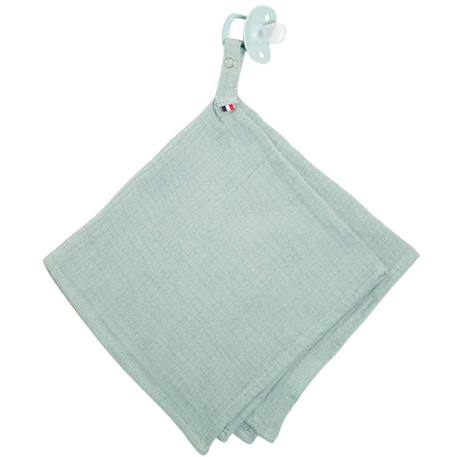 Doudou lange - attache tétine en gaze de coton - Jeanne Vert de gris - 40 cm x 40 cm - SEVIRA KIDS - Bébé VERT 1 - vertbaudet enfant 