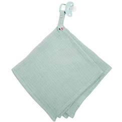 Jouet-Doudou lange - attache tétine en gaze de coton - Jeanne Vert de gris - 40 cm x 40 cm - SEVIRA KIDS - Bébé