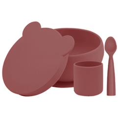 Puériculture-Set repas pour bébé - Mes premiers repas - Terracotta - Silicone alimentaire - Bol Cuillère Gobelet