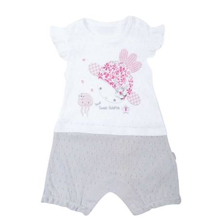 Combishort bébé encoton jacquard biologique, Doris Blanc / Gris BLANC 1 - vertbaudet enfant 