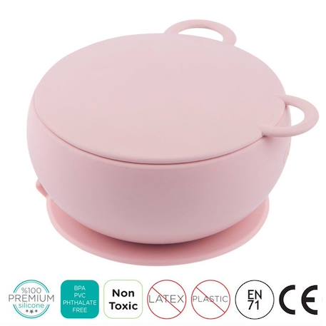 Bol bébé avec ventouse et couvercle en silicone - Rose - SEVIRA KIDS - Anti-renversement - Sans BPA ROSE 2 - vertbaudet enfant 