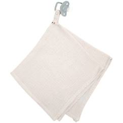 Jouet-Premier âge-Doudou lange - attache tétine en gaze de coton, Jeanne Beige TU