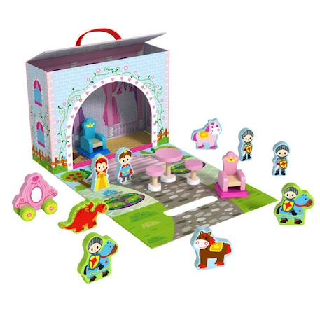 Maison de poupée Princesse en bois - SEVIRA KIDS - Plateforme dépliante - Jouet pour fille dès 3 ans BLANC 1 - vertbaudet enfant 