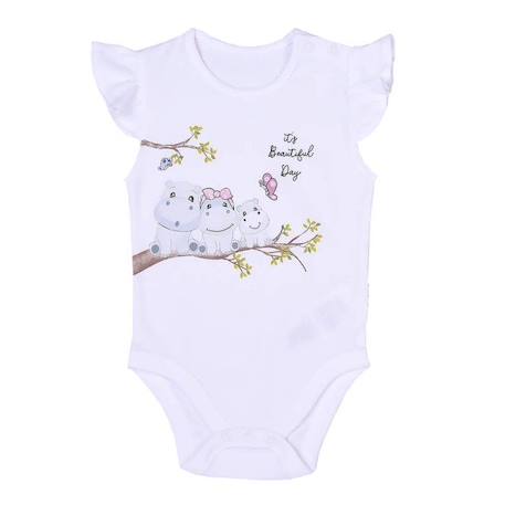 Body bébé sans manches en coton bio, Hippo BLANC 1 - vertbaudet enfant 