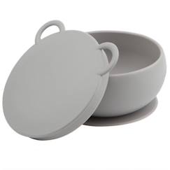 Bol bébé avec ventouse et couvercle en silicone - Gris  - vertbaudet enfant