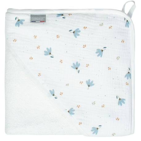 Grande cape de bain en coton et bambou, Bleuet BLANC 1 - vertbaudet enfant 