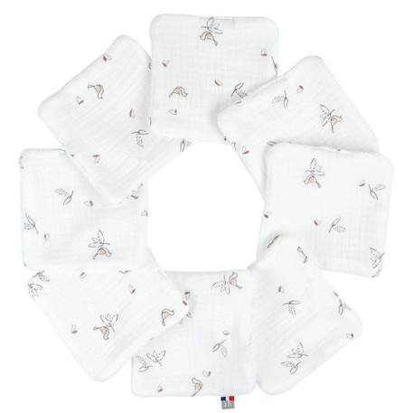 Lingettes bébé lavables 8 pièces, Melody BLANC 1 - vertbaudet enfant 