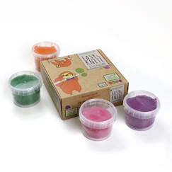 Jouet-Activités artistiques et musicales-Loisirs créatifs-Set de pâte à modeler naturelle & vegan bio - Loki - 4 pots - Orange, rose, vert et violet