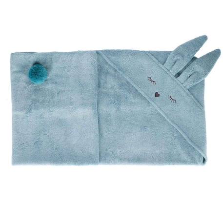 Cape de bain bébé en bambou - Lapinou - Bleu - Antibactérienne et hypoallergénique BLEU 3 - vertbaudet enfant 