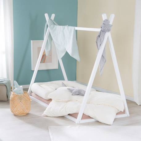 Lit Tipi 70 x 140 cm pour Enfants ROBA - Bambou Certifié FSC - Lit Indien pour Garçon et Fille - Bois Laqué Blanc BLANC 3 - vertbaudet enfant 