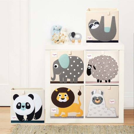 Boîte de rangement pour jouets - 3 Sprouts - Renard - Tissu renforcé - Format adapté - Illustrations animales BLANC 3 - vertbaudet enfant 