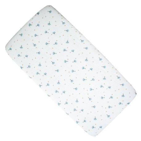 Drap housse berceau en gaze de coton Bleuet - SEVIRA KIDS - 40 x 80 cm - Multicolore BLANC 1 - vertbaudet enfant 