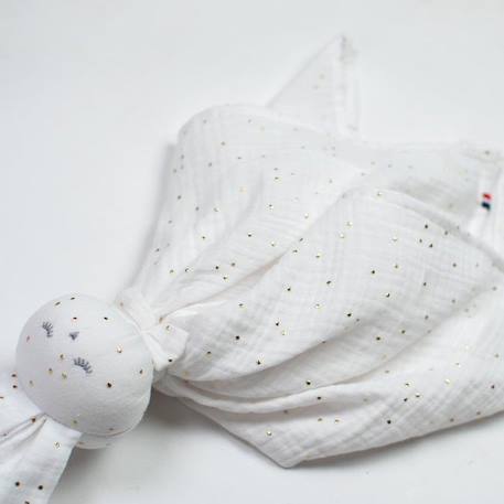 Doudou plat Lapin personnalisable Jeanne - Blanc à pois or - Sevira Kids BLANC 3 - vertbaudet enfant 