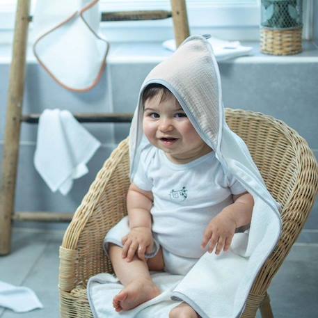 Cape de bain en gaze de coton Jeanne - Camel - 75 x 75 cm - SEVIRA KIDS - 100% viscose de bambou GRIS 2 - vertbaudet enfant 