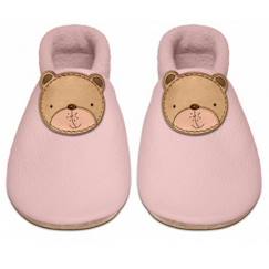 -Chaussons bébé en cuir souple - SEVIRA KIDS - OURSON - Rose - Bébé - Matériaux écologiques