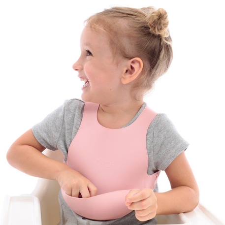 Bavoir récupérateur en silicone - Rose ROSE 2 - vertbaudet enfant 