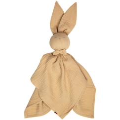 -Doudou plat Lapin personnalisable - SEVIRA KIDS - Jeanne - Gaze de coton - Marron - 50x50 cm