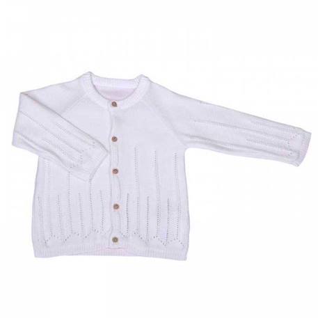 Gilet bébé en tricot de coton bio UNA Écru BEIGE 1 - vertbaudet enfant 