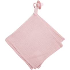 Jouet-Doudou lange - SEVIRA KIDS - Jeanne Rose - Attache tétine - Gaze de coton