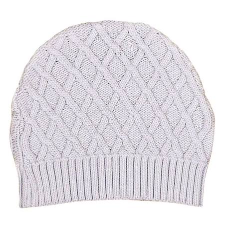 Bébé-Accessoires-Bonnet pour le froid - LOAN - Tricot coton bio - Doublure jersey - Gris