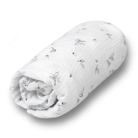 Sevira Kids - Drap-housse en gaze de coton Melody - Multicolore - 60x120 BLANC 2 - vertbaudet enfant 